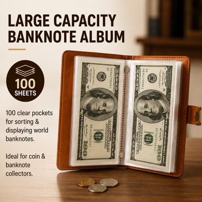 💵100 Sheets Transparent Pocket Wallet - With Combination Lock