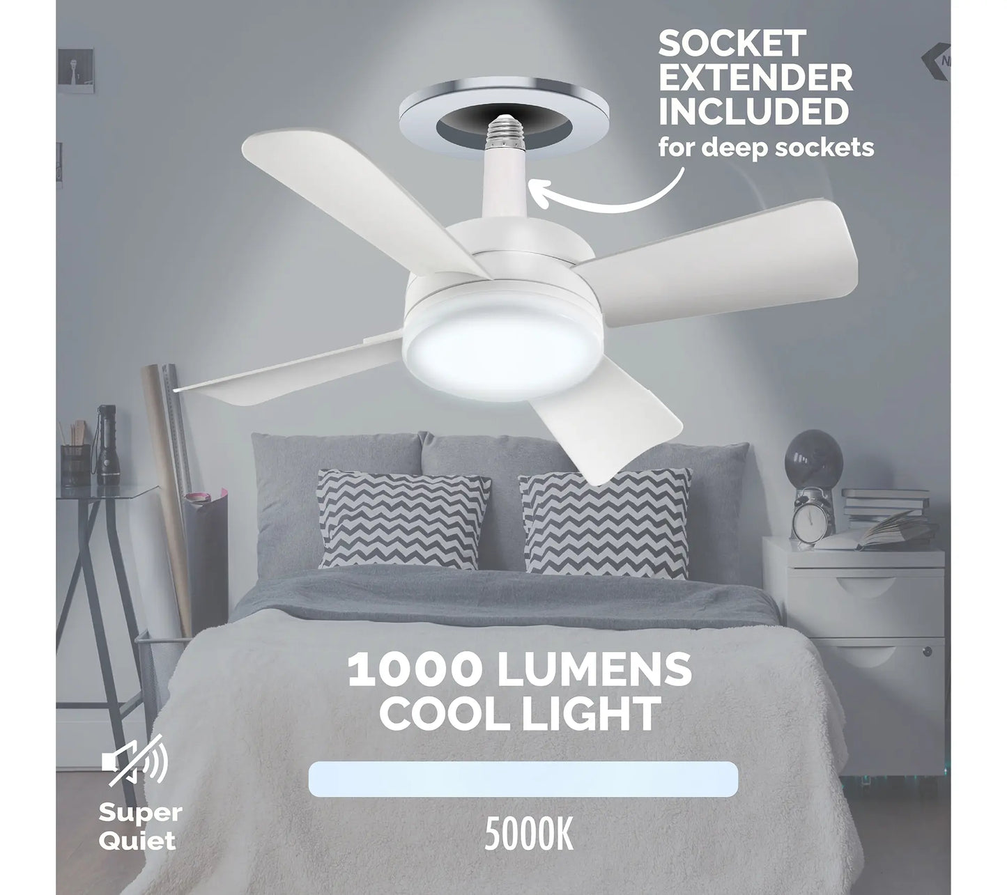 2-in-1 Socket Ceiling Fan & LED Light with Remote 💡🌀