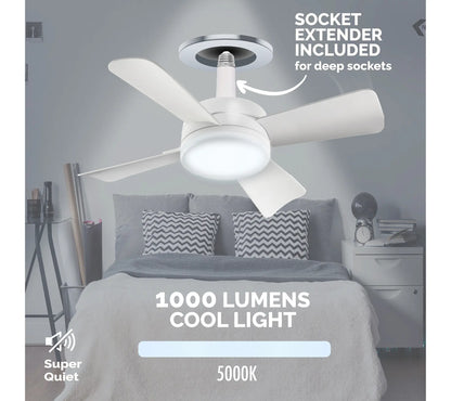 2-in-1 Socket Ceiling Fan & LED Light with Remote 💡🌀