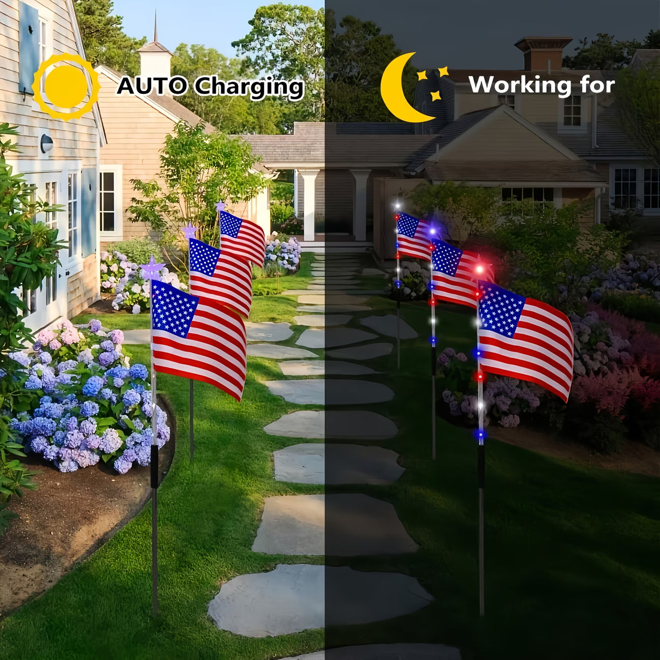 🇺🇸 8-Piece Flag Light Set ✨ 4th of July Yard Decor