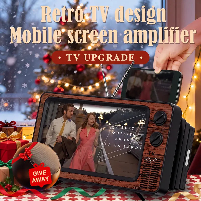 📺 Retro TV Phone Screen Magnifier – 12" Foldable 2–3X Enlarged Hands-Free Viewing Screen
