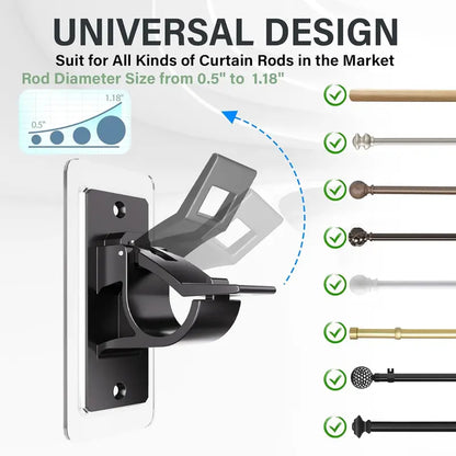 No-Drill Self Adhesive Curtain Rod Brackets