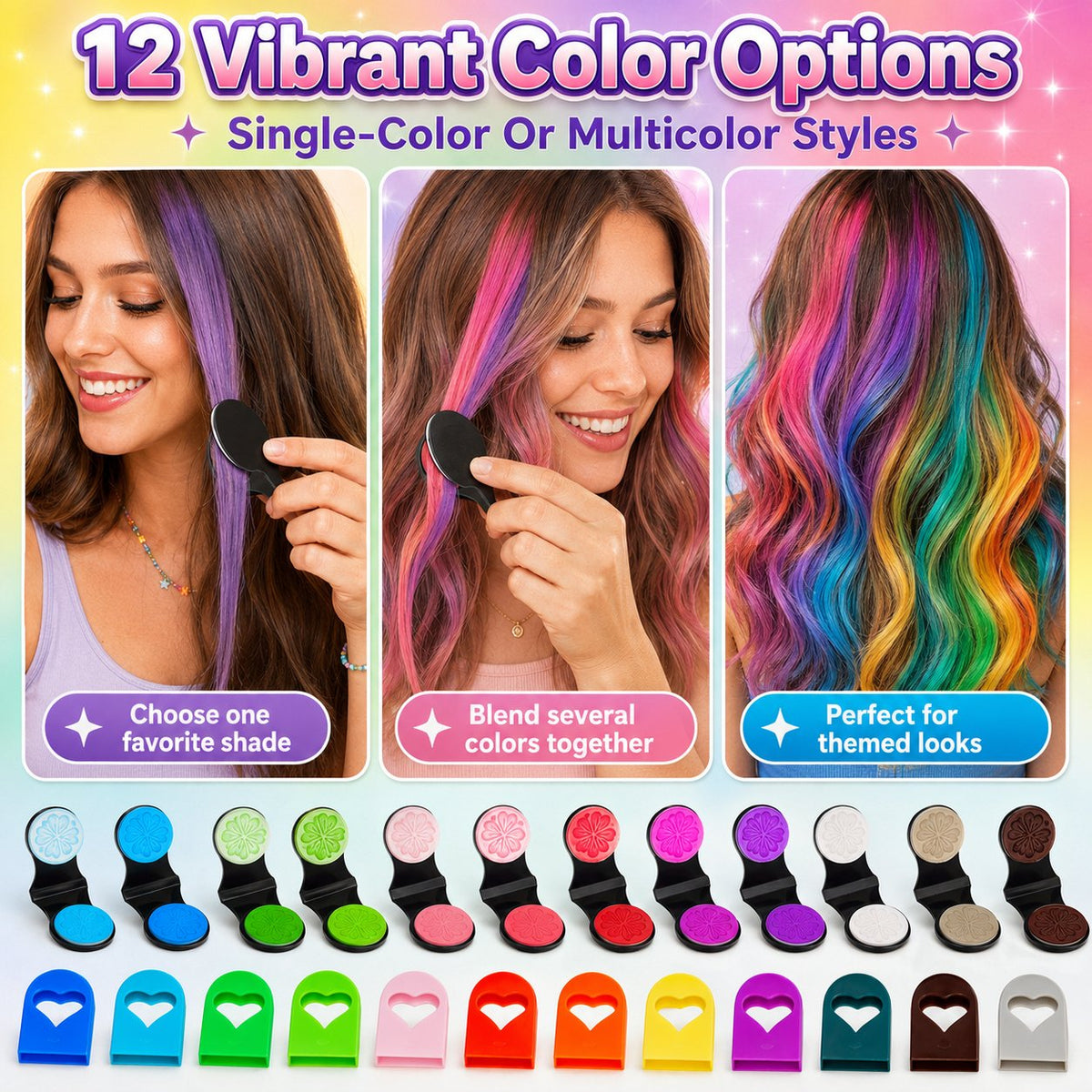 12 vibrant temporary hair chalk colors