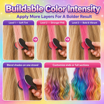 🌈 12-Color Temporary Hair Chalk Set – Bright Highlights in Minutes ✨