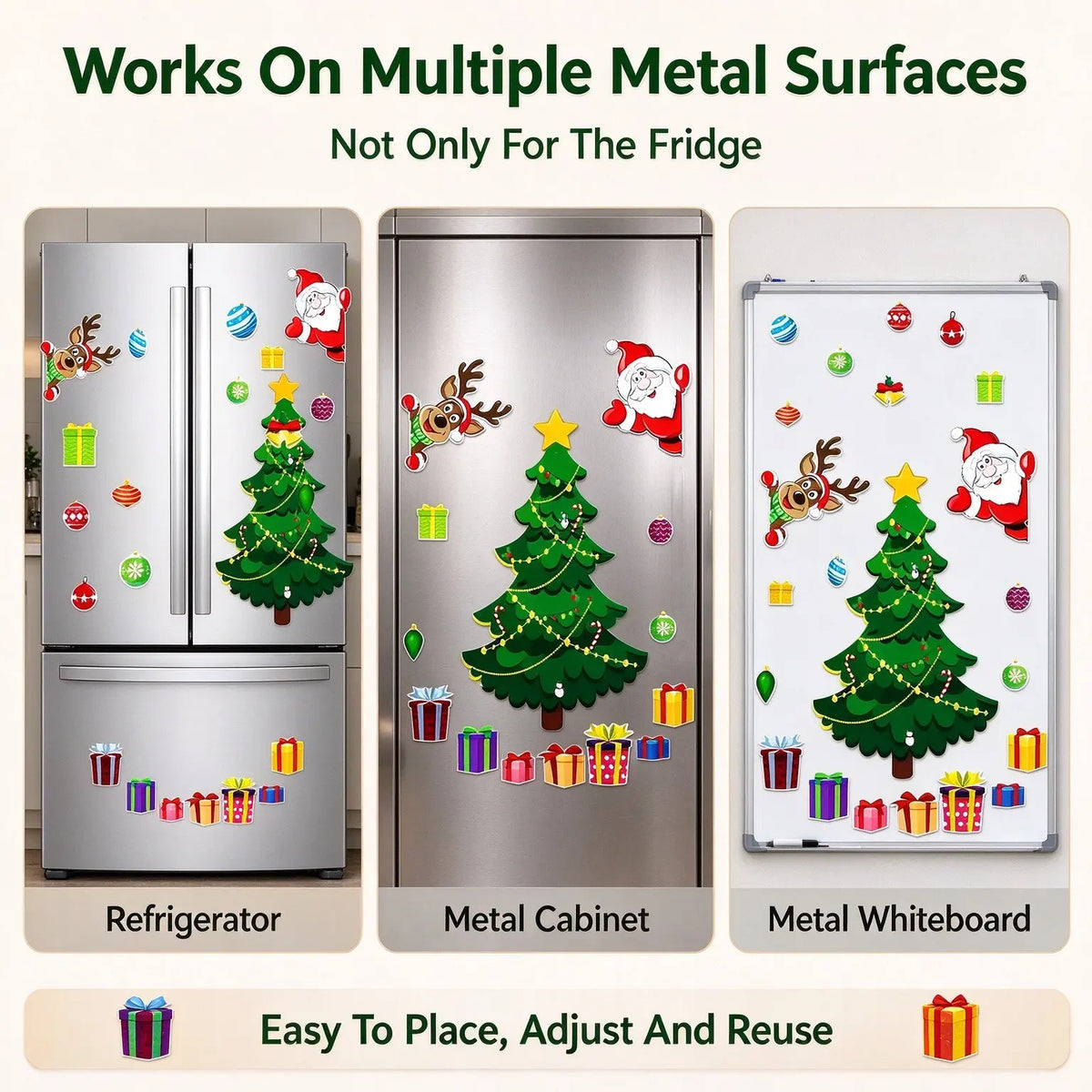Magnetic Christmas Tree for Refrigerator - Reusable Holiday Decor for Family