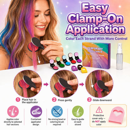 🌈 12-Color Temporary Hair Chalk Set – Bright Highlights in Minutes ✨