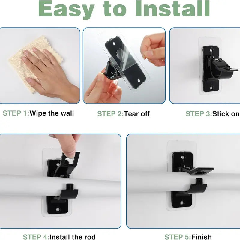 No-Drill Self Adhesive Curtain Rod Brackets