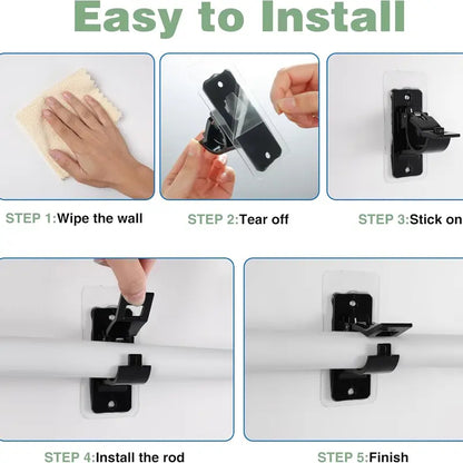 No-Drill Self Adhesive Curtain Rod Brackets