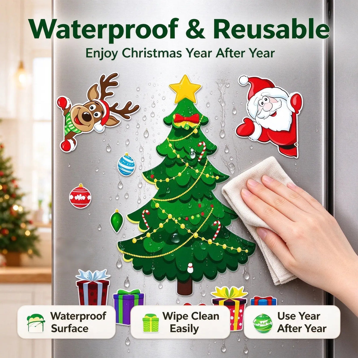 Magnetic Christmas Tree for Refrigerator - Reusable Holiday Decor for Family