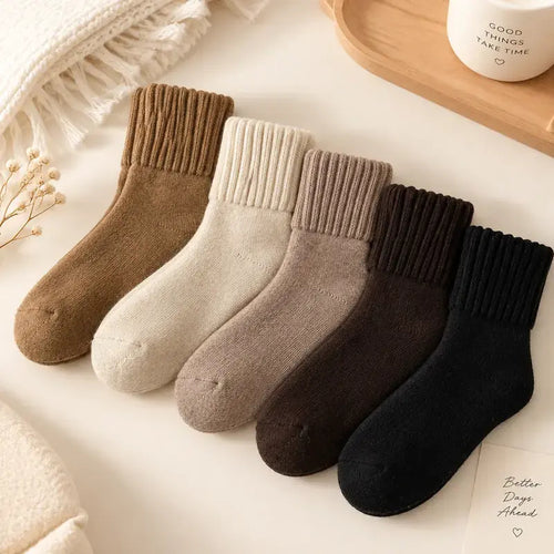 5-Pack Women's Classic Mid-Calf Solid Knit Socks
