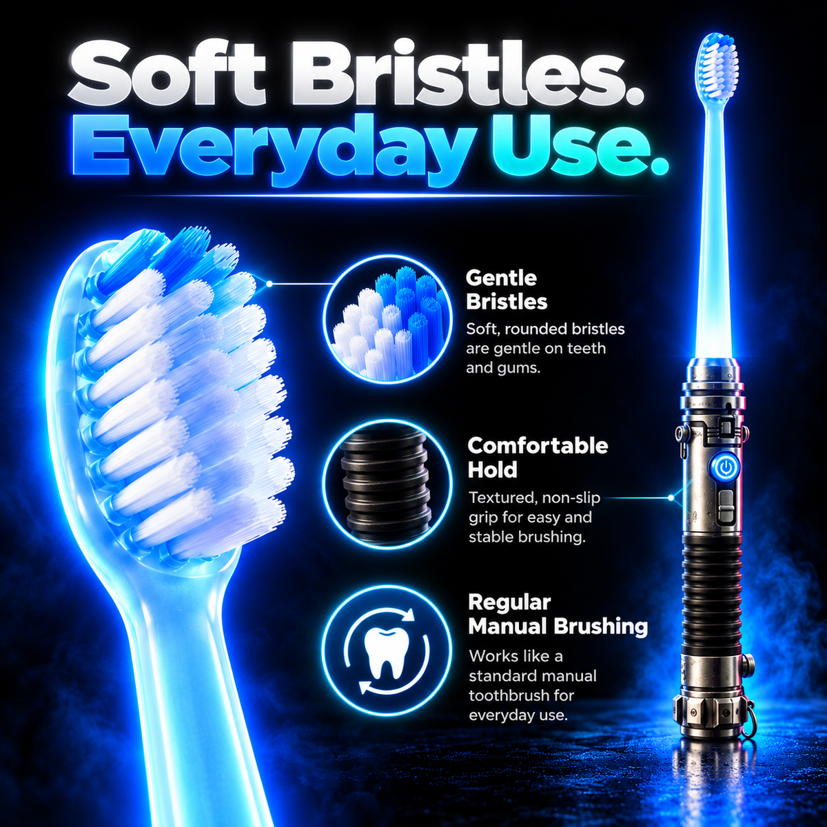 Galactic Glow Toothbrush – Light-Up Manual Toothbrush