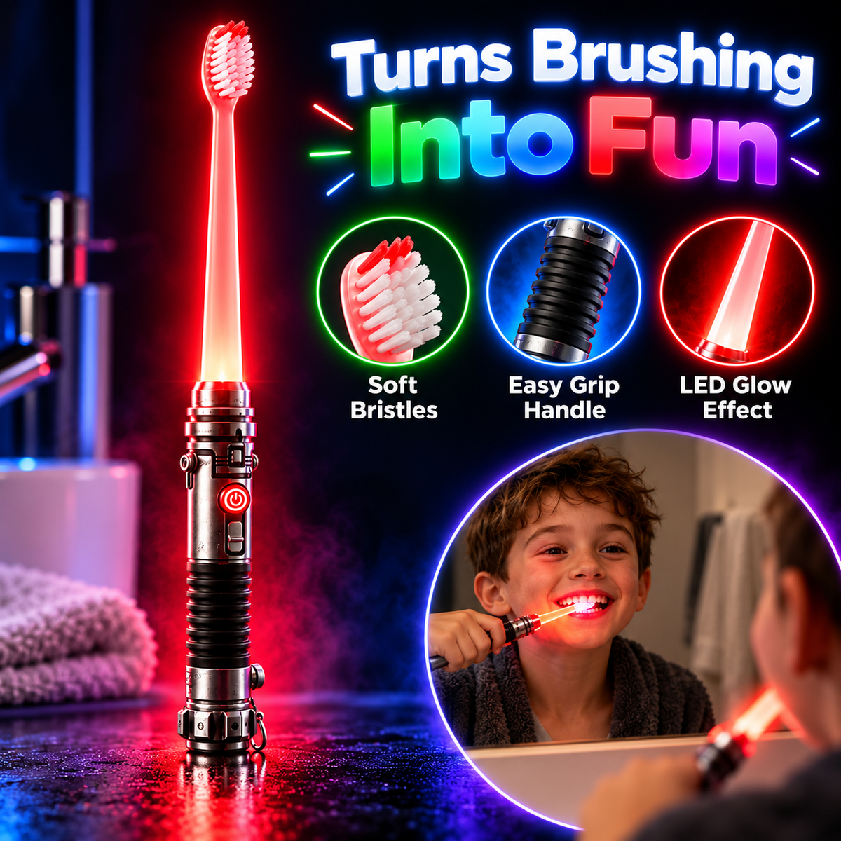 Galactic Glow Toothbrush – Light-Up Manual Toothbrush