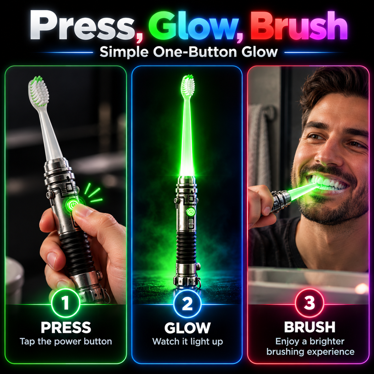 Galactic Glow Toothbrush – Light-Up Manual Toothbrush