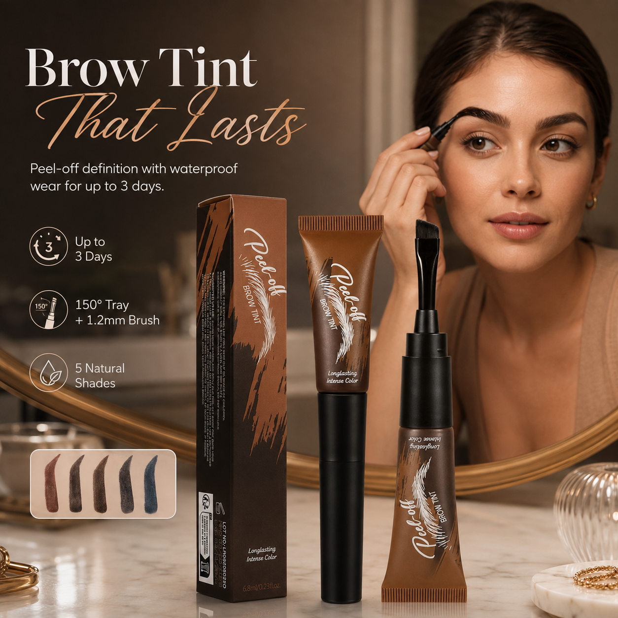 ✨ Peel-Off Brow Tint Gel – 3-Day Waterproof Longwear for Effortless Defined Brows