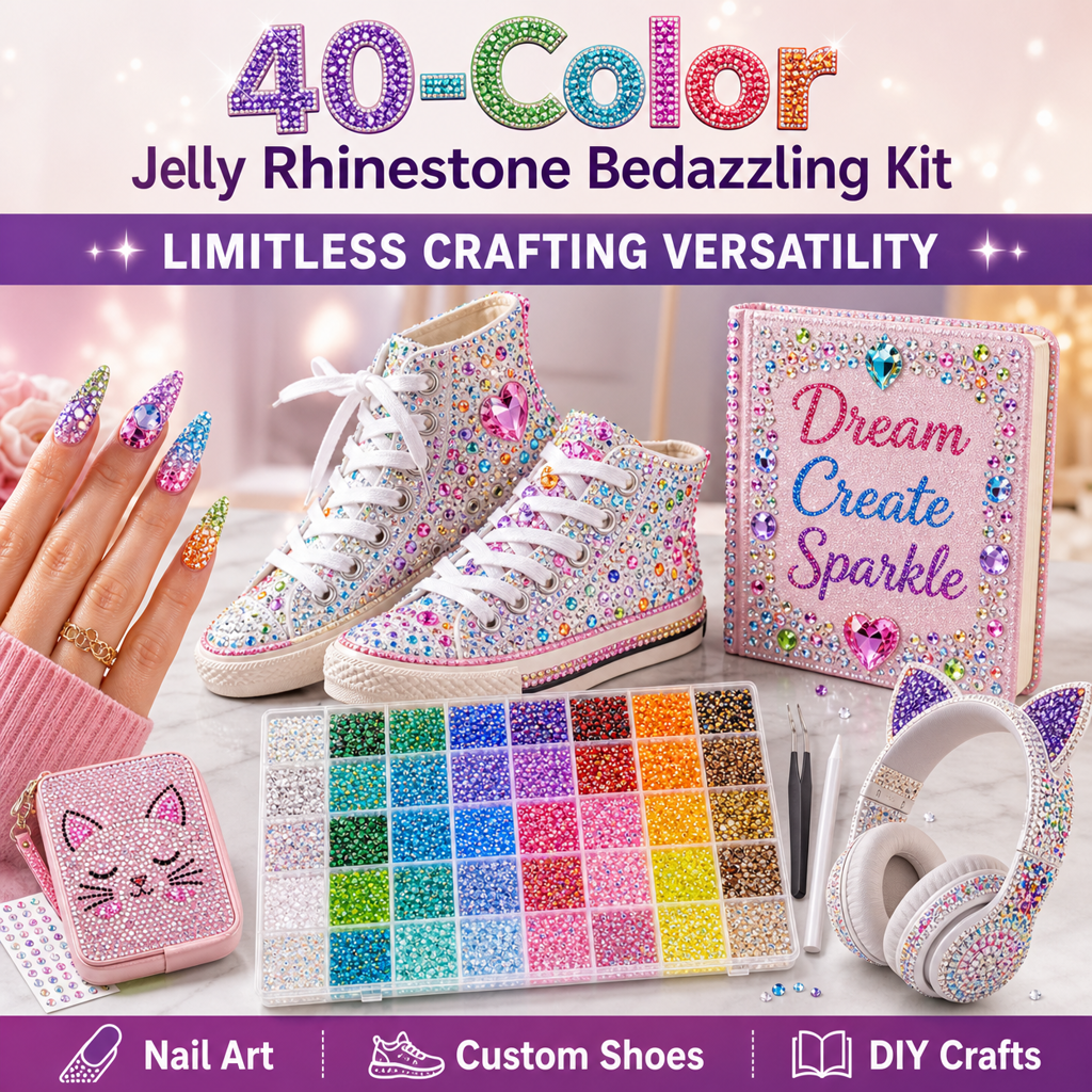 40-Color Jelly Rhinestone Bedazzling Kit