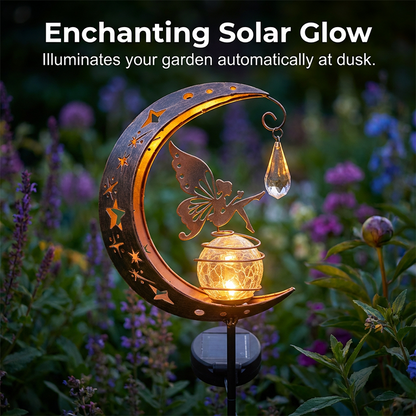Whimsical Moon & Fairy Solar Garden Stake Light