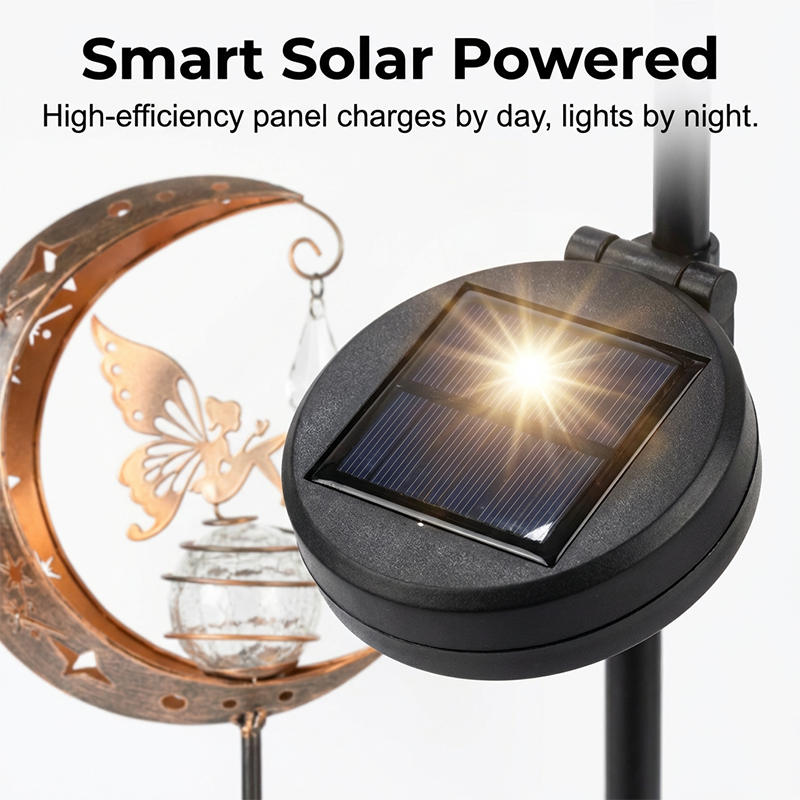 Whimsical Moon & Fairy Solar Garden Stake Light