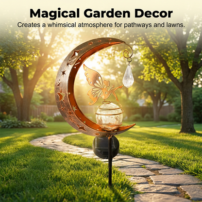 Whimsical Moon & Fairy Solar Garden Stake Light