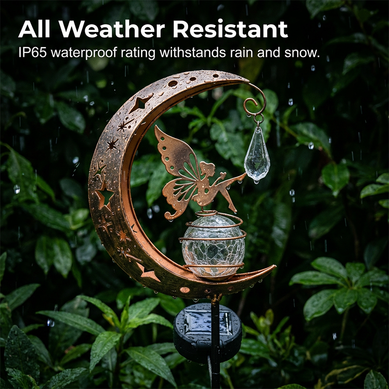 Whimsical Moon & Fairy Solar Garden Stake Light