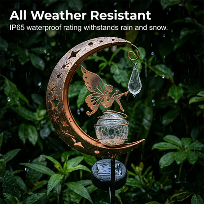 Whimsical Moon & Fairy Solar Garden Stake Light