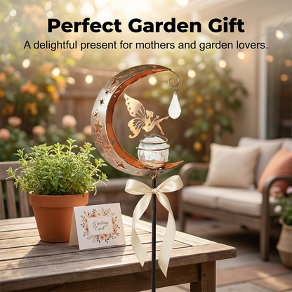 Whimsical Moon & Fairy Solar Garden Stake Light