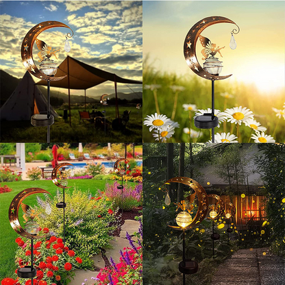 Whimsical Moon & Fairy Solar Garden Stake Light