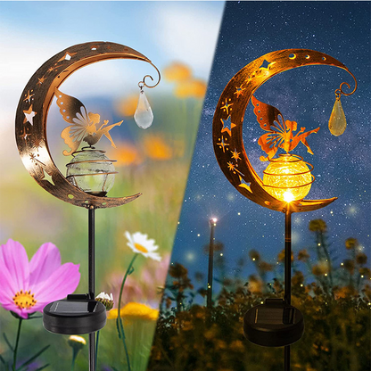 Whimsical Moon & Fairy Solar Garden Stake Light