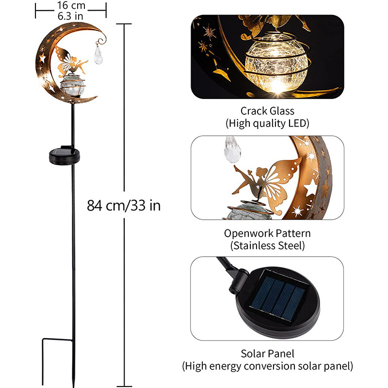 Whimsical Moon & Fairy Solar Garden Stake Light