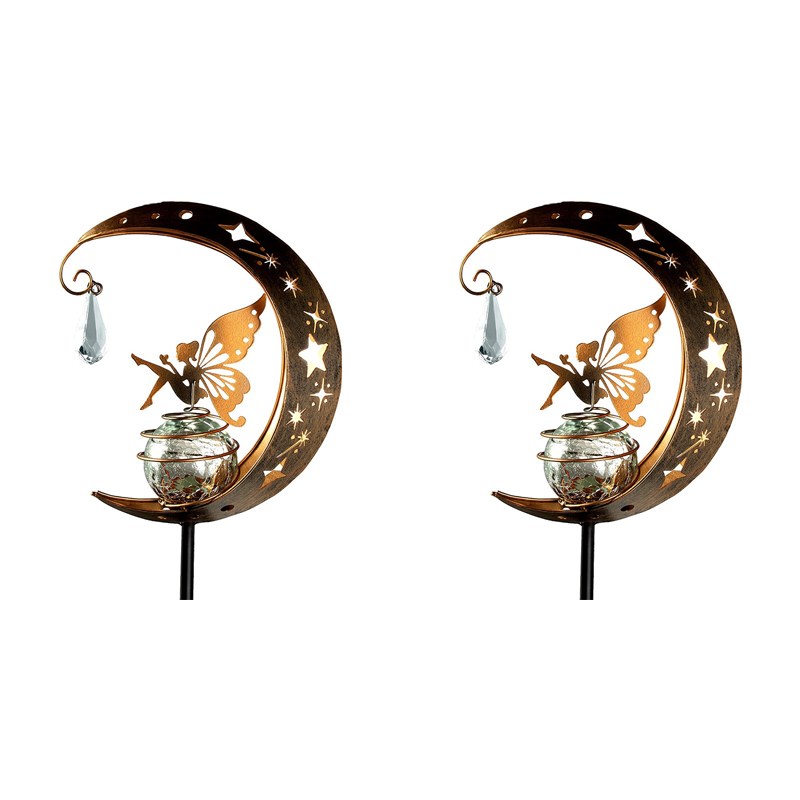 Whimsical Moon & Fairy Solar Garden Stake Light