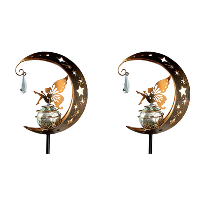 Whimsical Moon & Fairy Solar Garden Stake Light