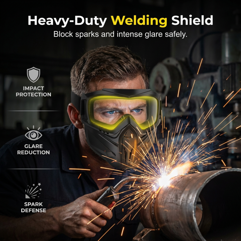 🥽 Full Face Goggle Mask 😷 Detachable Protective Design