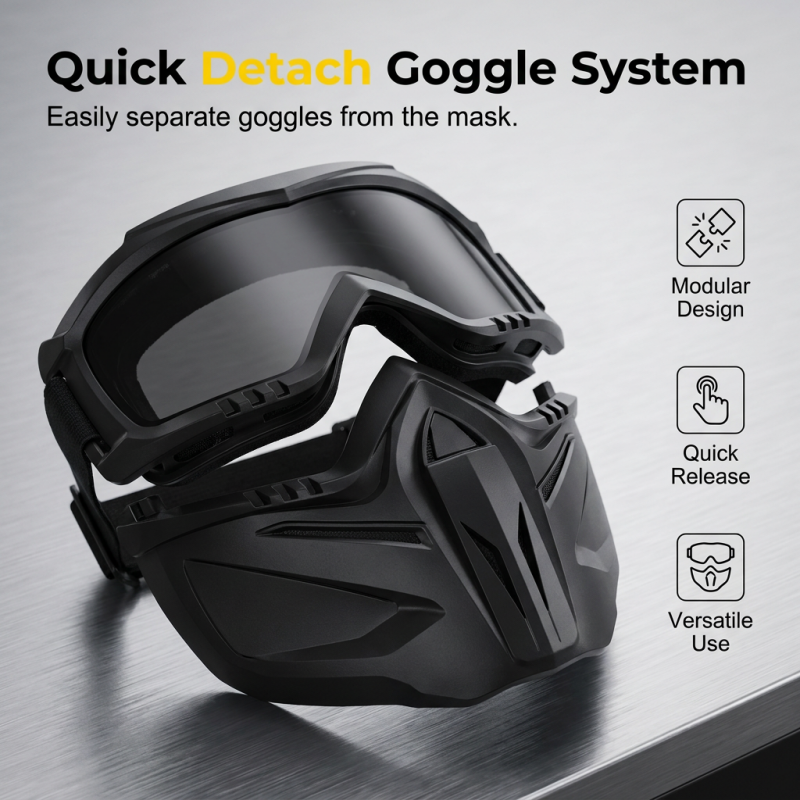 🥽 Full Face Goggle Mask 😷 Detachable Protective Design