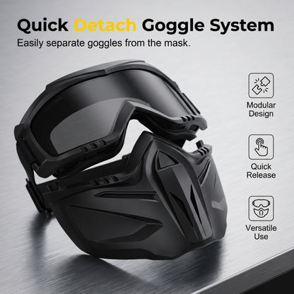 🥽 Full Face Goggle Mask 😷 Detachable Protective Design