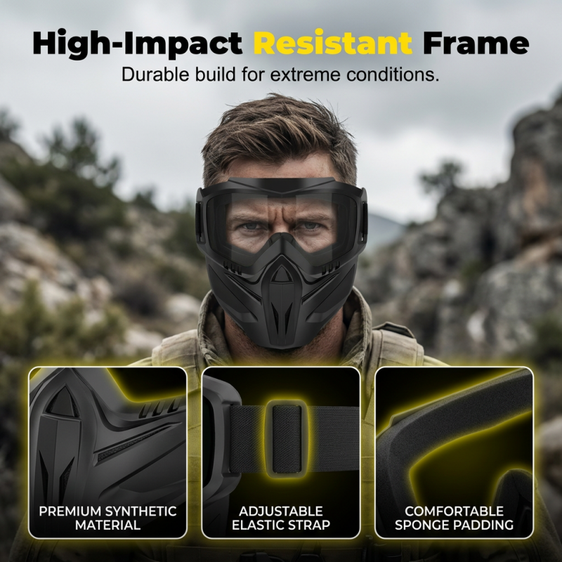 🥽 Full Face Goggle Mask 😷 Detachable Protective Design