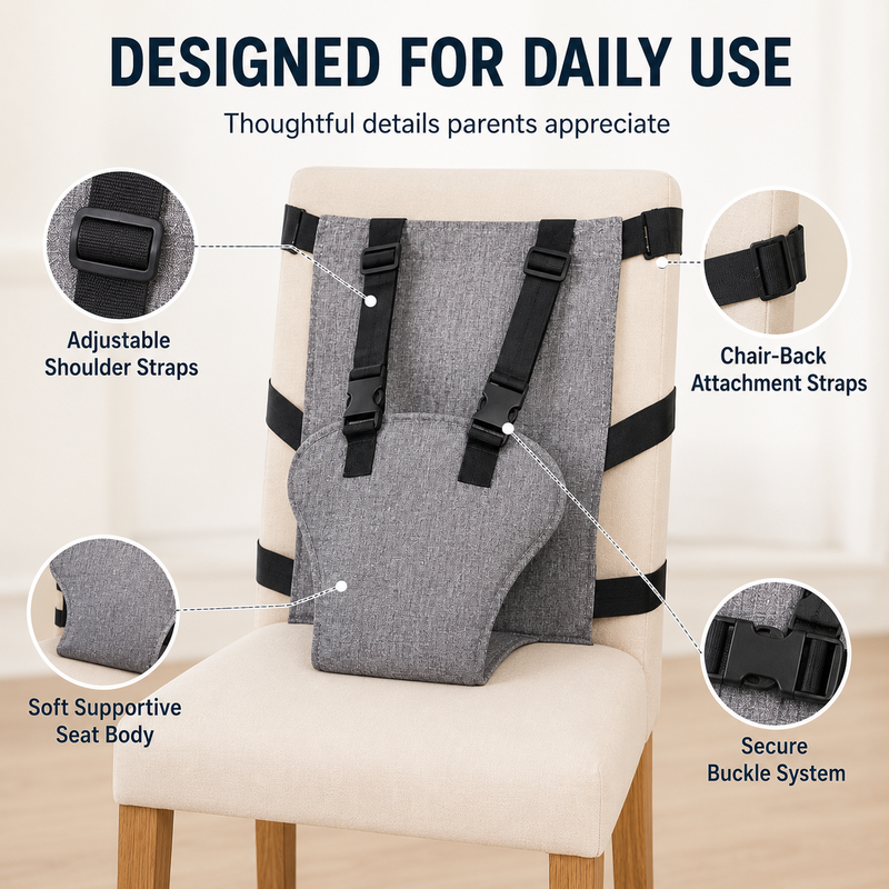 👶Baby Chair Harness Strap –Upgrade 5-Point Safety & Travel-Ready Design