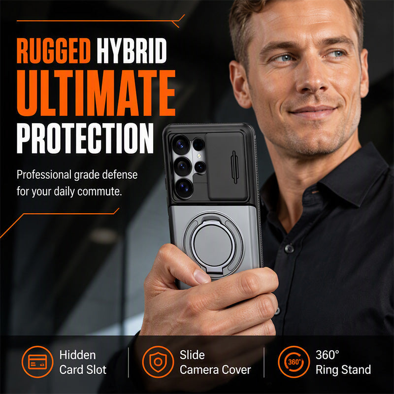 🔥 2-in-1 Multifunctional Shockproof Phone Case with Hidden Card Holder 💳 & Ring Stand! 🌟
