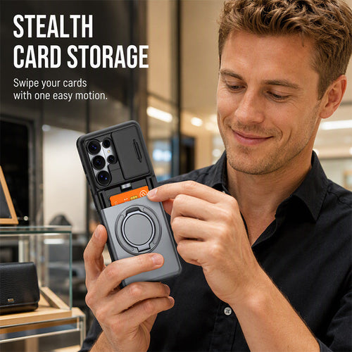 🔥 2-in-1 Multifunctional Shockproof Phone Case with Hidden Card Holder 💳 & Ring Stand! 🌟