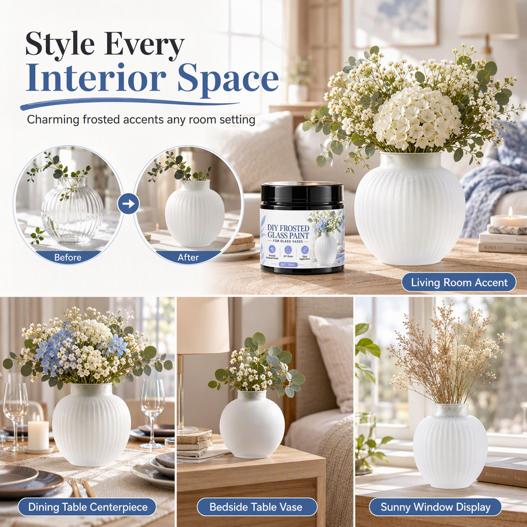 🎨 Frosted Glass Paint – DIY Makeovers for Vases & Jars