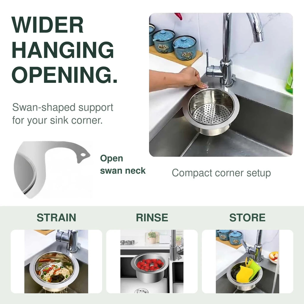Stainless Steel Swan Sink Drain Basket for Food Scraps