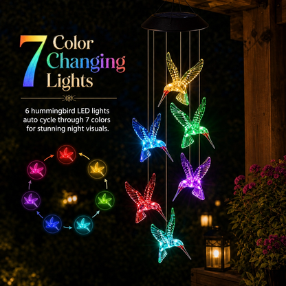 Solar-Powered Color-Changing Wind Chime Light