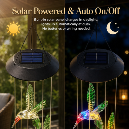 Solar-Powered Color-Changing Wind Chime Light