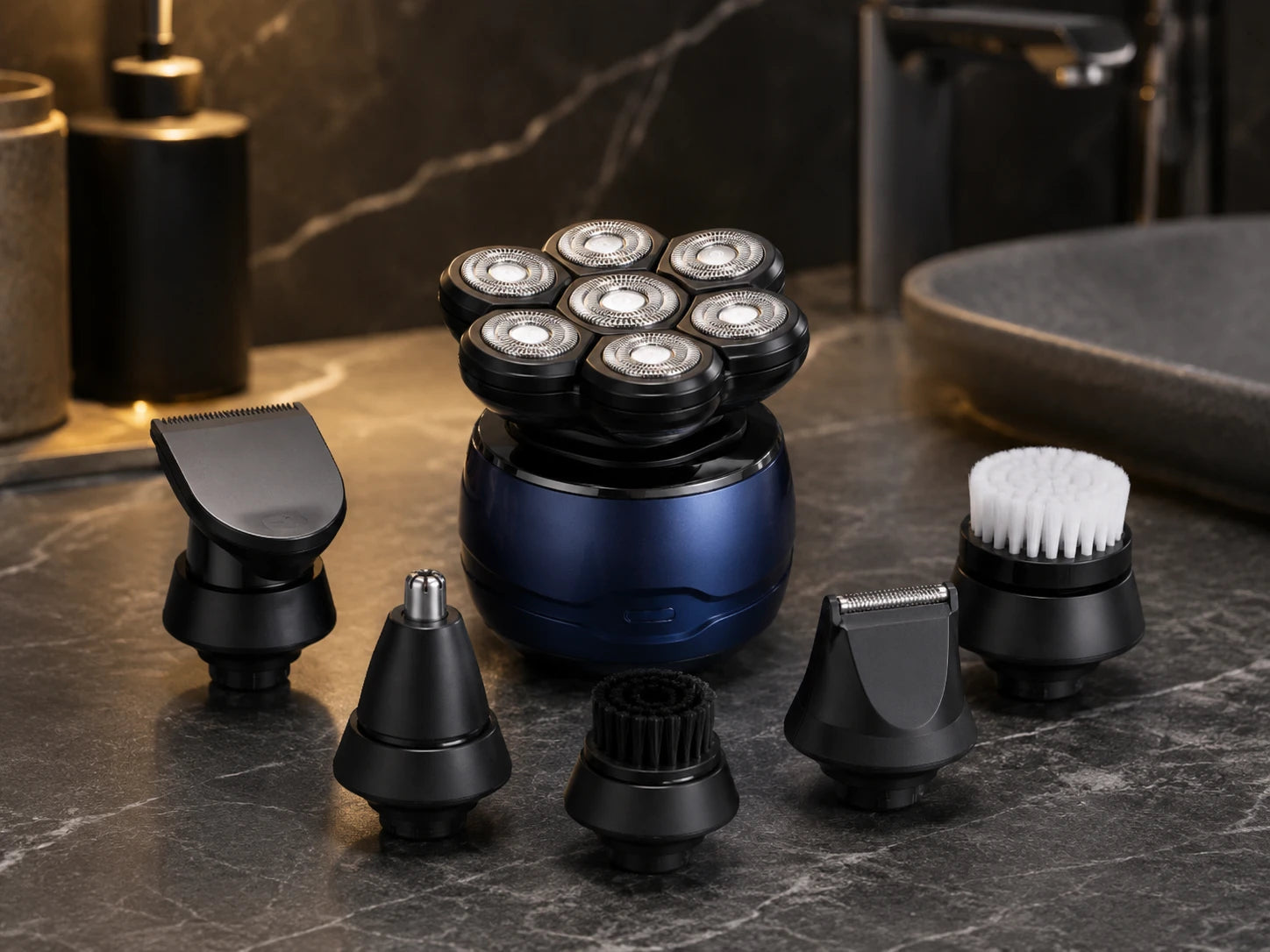 One ergonomic body for bald head, beard, detail and nose grooming.